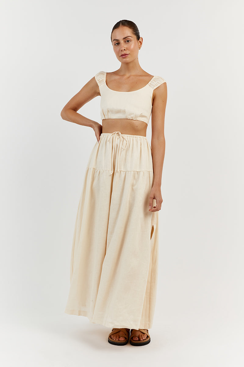 ABBY BUTTER LINEN CROP TOP