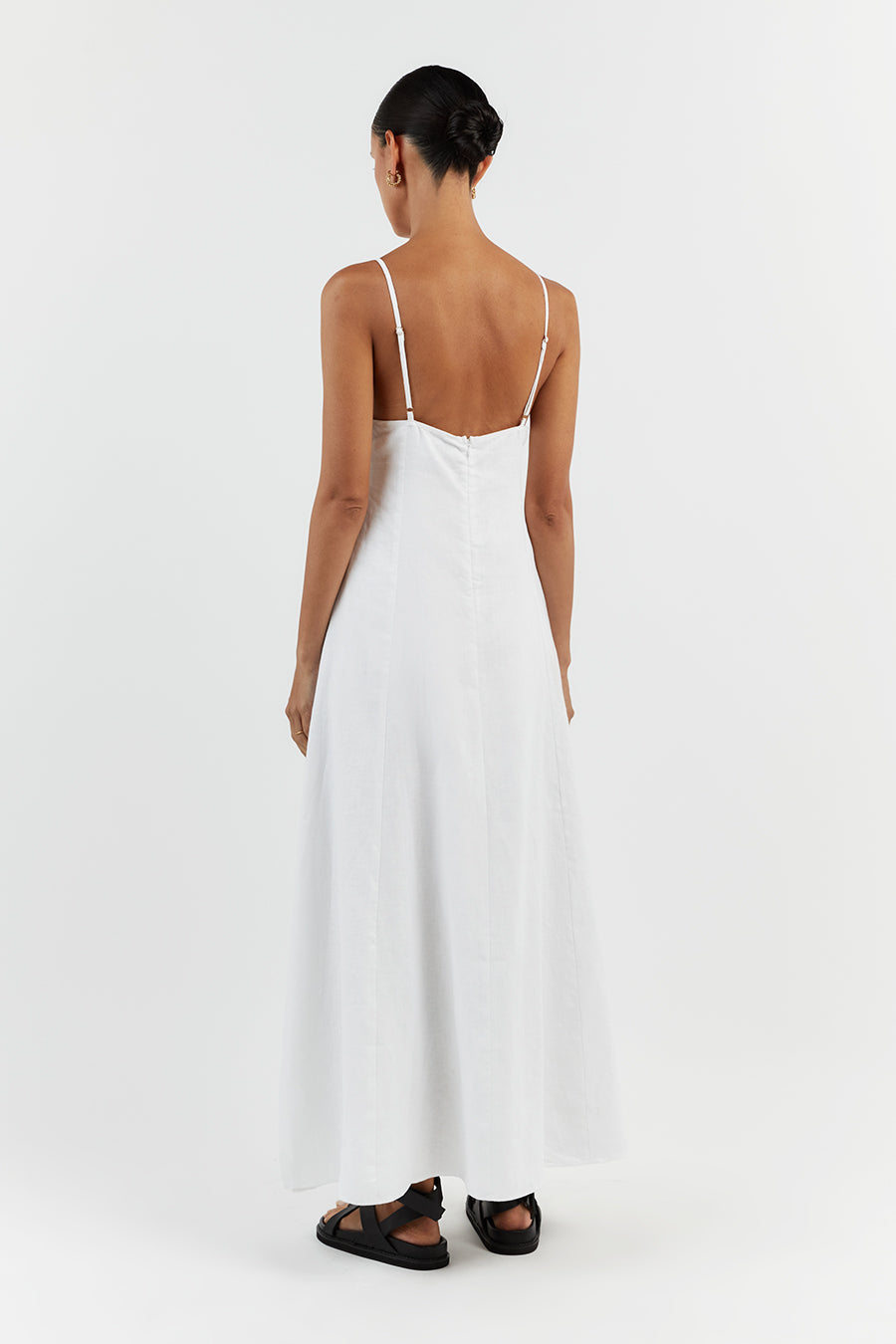 GEM WHITE LINEN MAXI DRESS