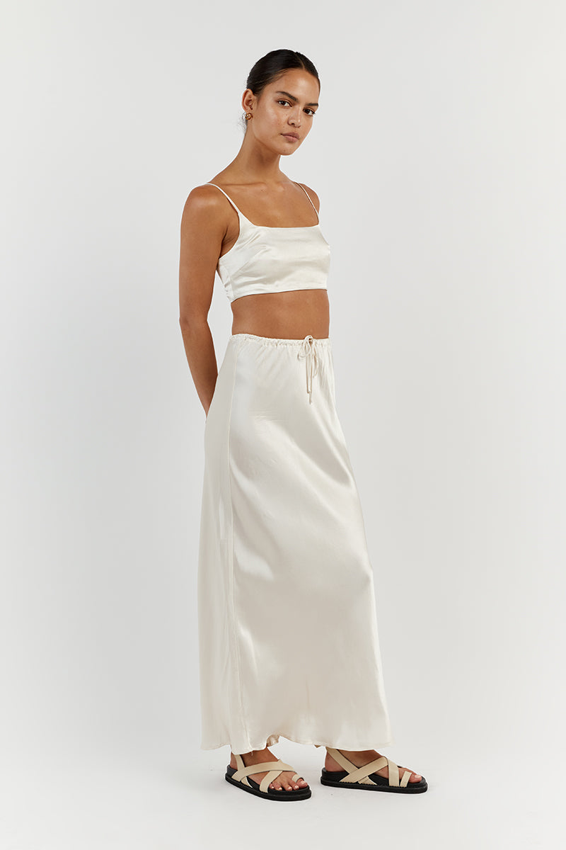 CHARLI PEARL SATIN CROP TOP