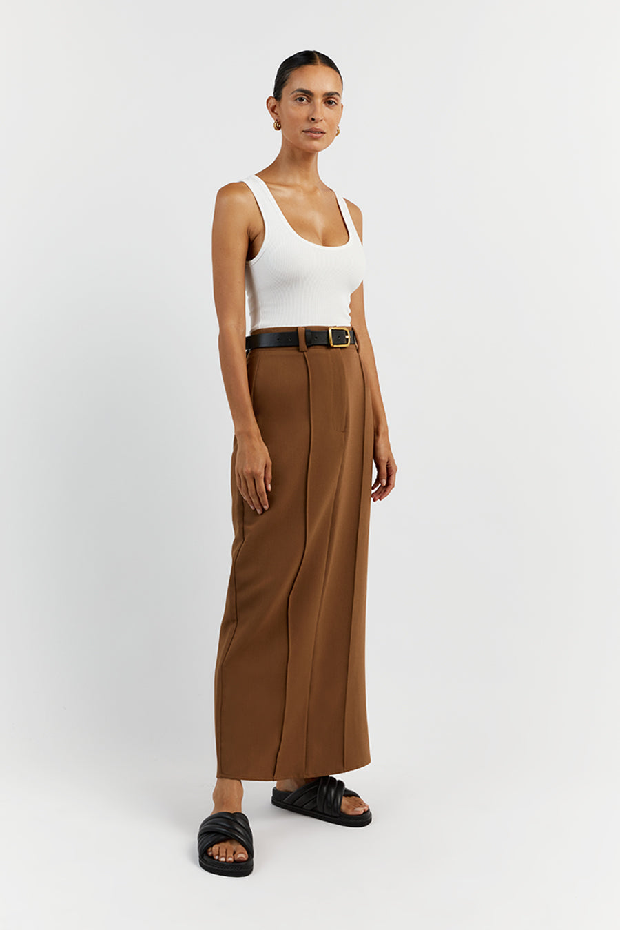 ROWAN CARAMEL MIDI SKIRT