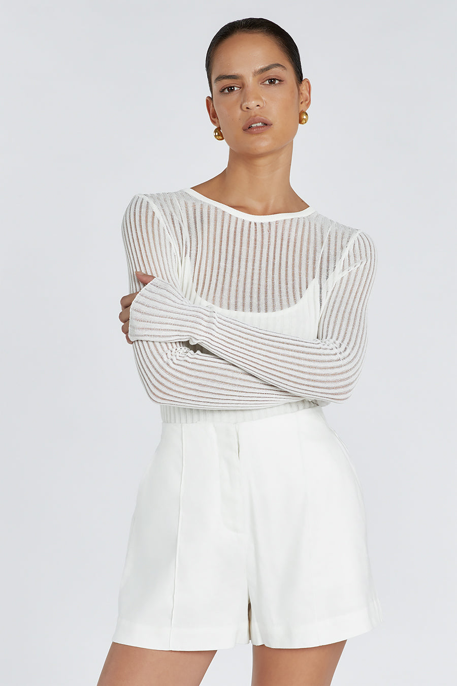 SLOAN WHITE LINEN BLEND SHORT