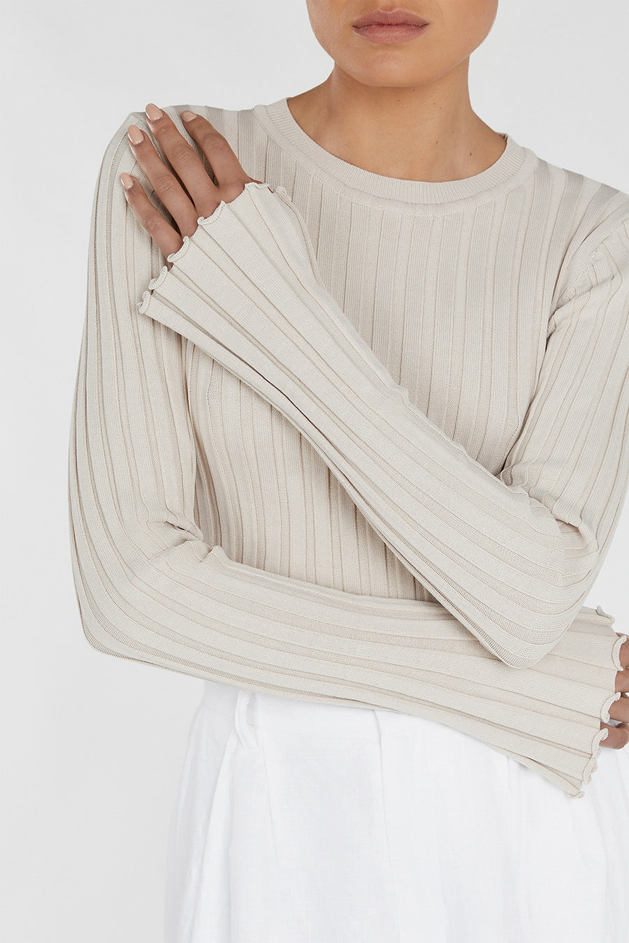 ADA STONE LONG SLEEVE KNIT TOP