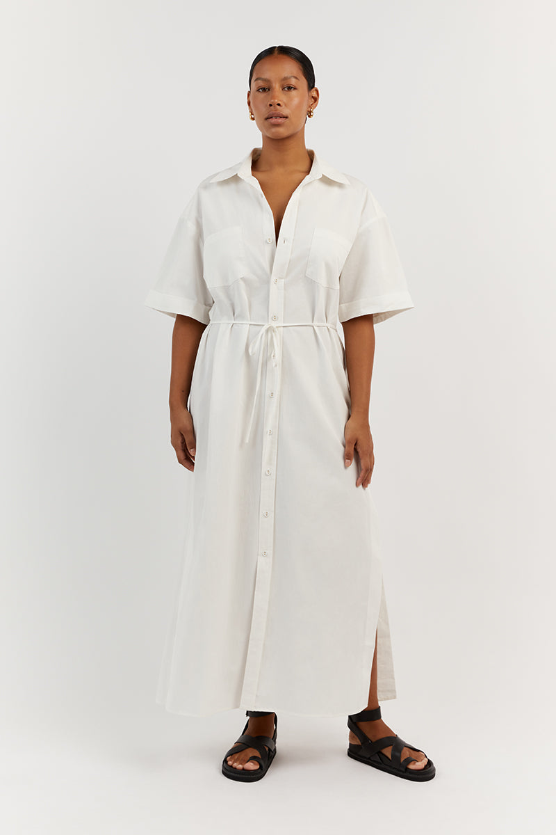 MAXIE WHITE COTTON SHIRT DRESS