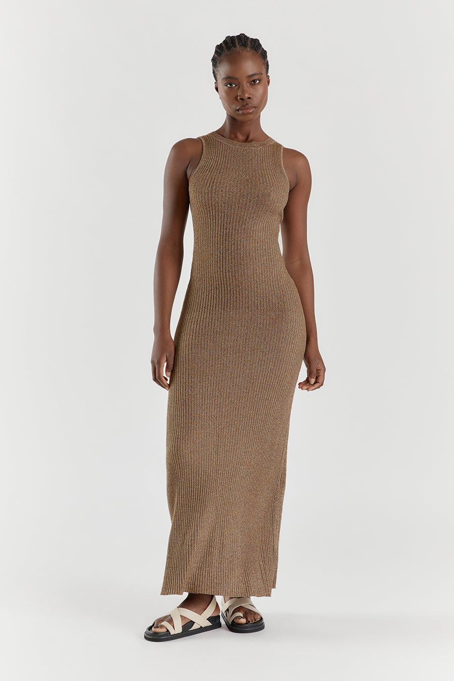 ZANTHE CHOC MARLE KNIT MAXI DRESS