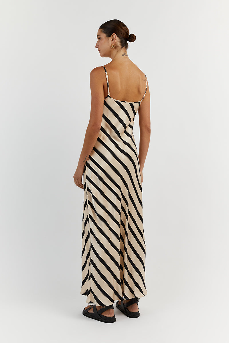 PIPPA STONE SATIN SLIP MIDI DRESS