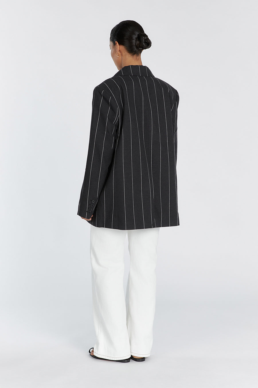 AVA BLACK PINSTRIPE BLAZER