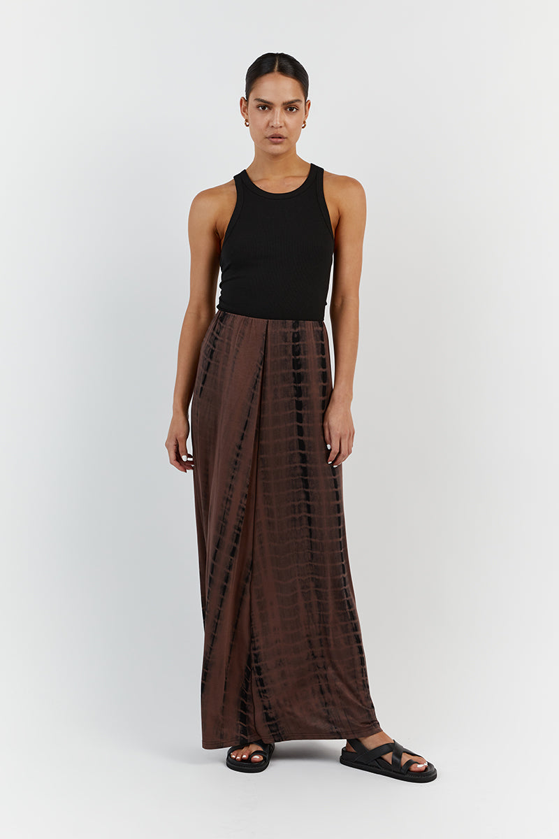BEAU CHOC TIE DYE MIDI SKIRT