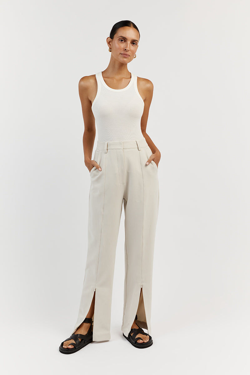 ROWAN BONE STRAIGHT LEG SPLIT PANT