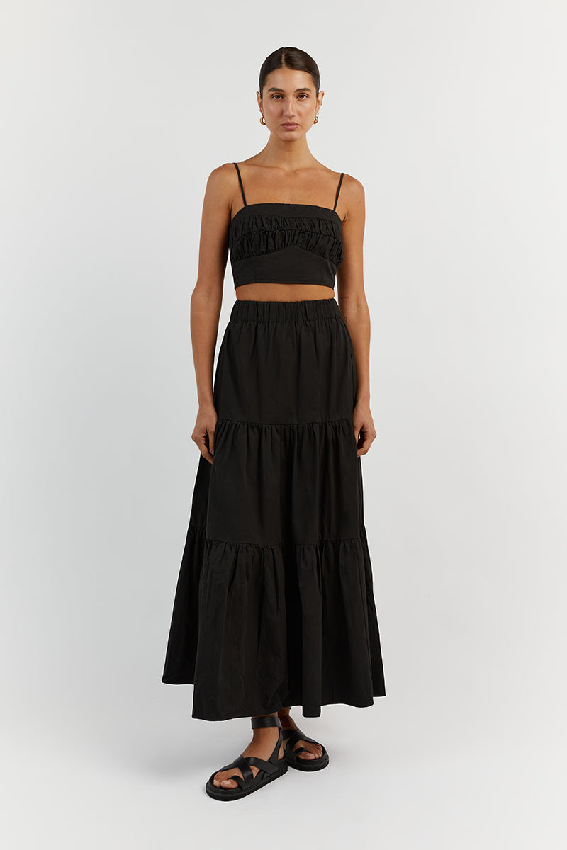 ELSA BLACK COTTON CROP TOP