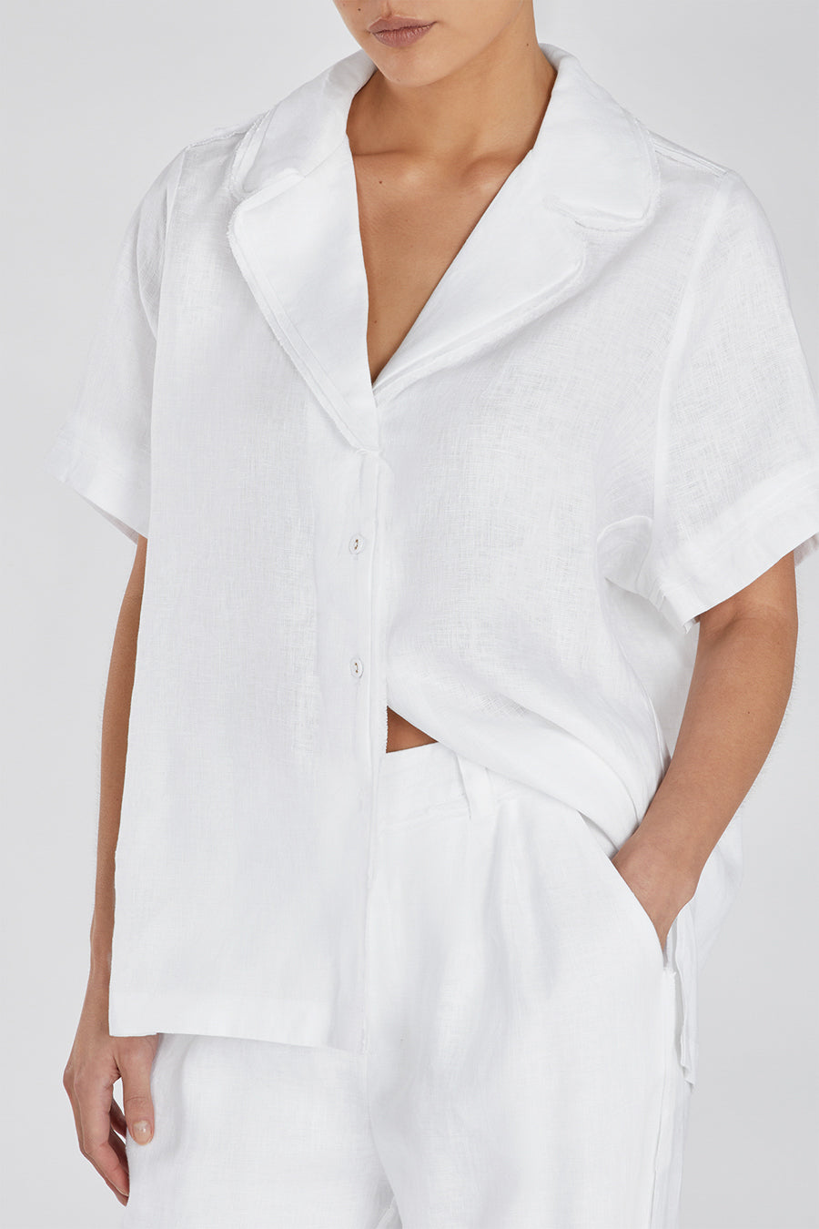 DULCE WHITE LINEN WIDE LEG PANT