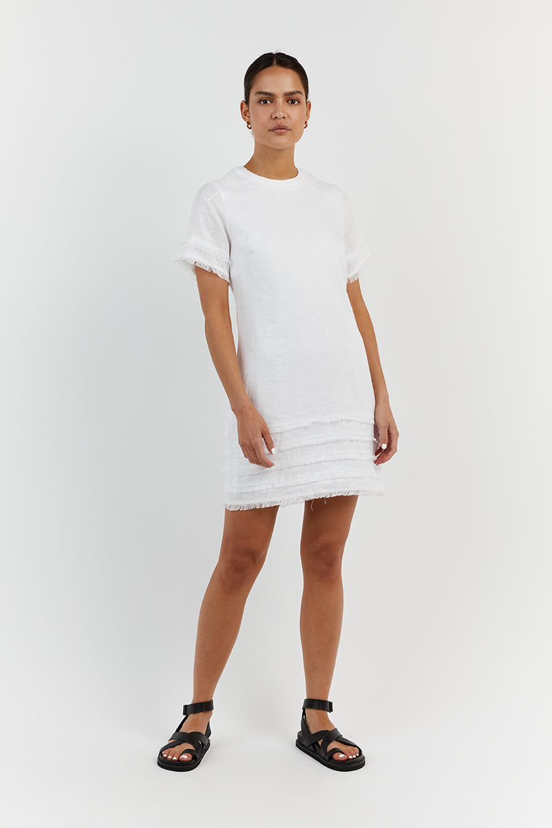 GEORGIE WHITE LINEN MINI DRESS
