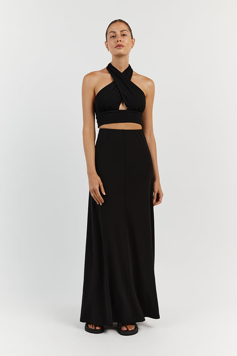 AMALFI BLACK ALINE MIDI SKIRT