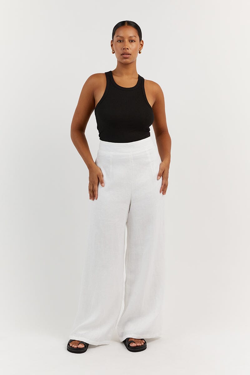 FLICK WHITE LINEN PANT
