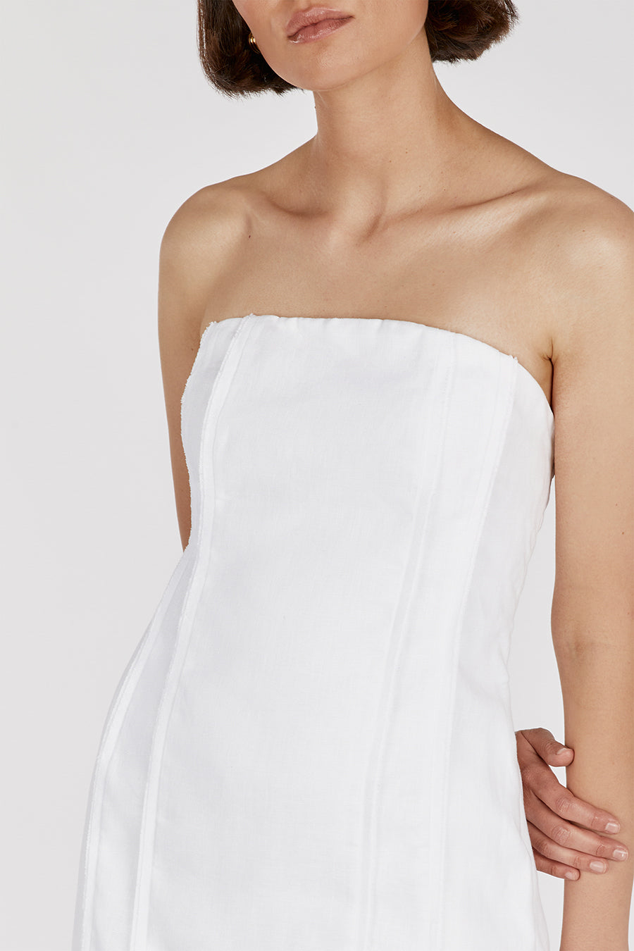DULCE WHITE LINEN MINI DRESS