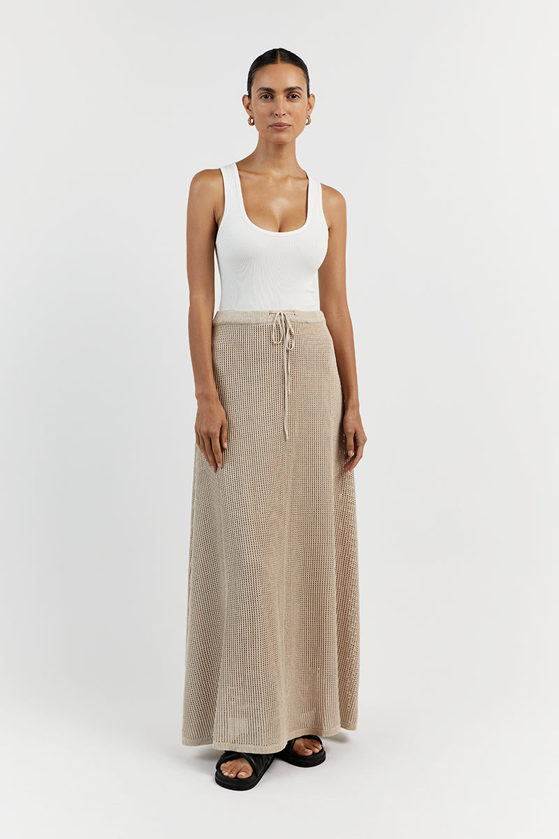 OPHELIA STONE CROCHET MIDI SKIRT