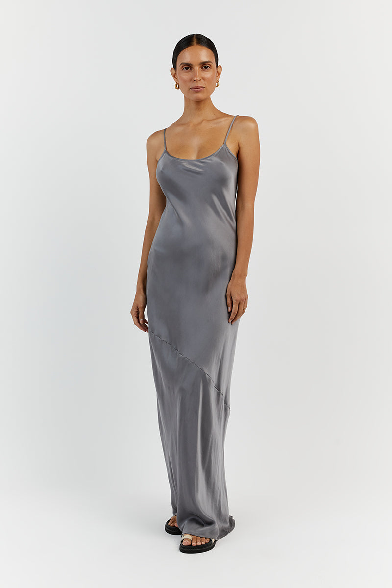 LAYLA CHARCOAL SILK MAXI DRESS