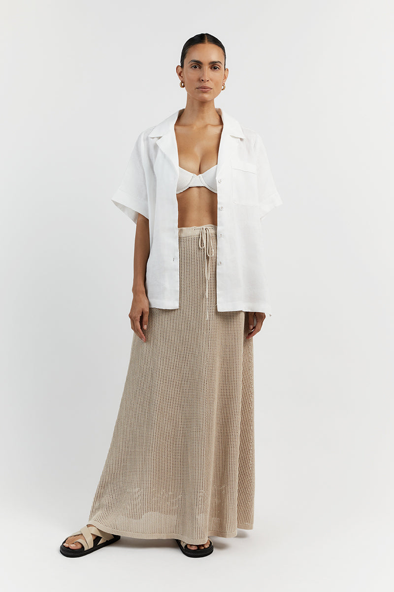 OPHELIA STONE CROCHET MIDI SKIRT