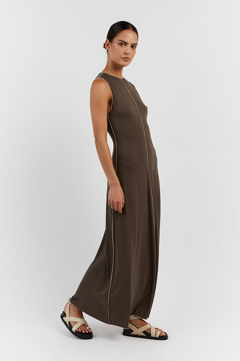 SOHO OLIVE SLEEVELESS MIDI DRESS