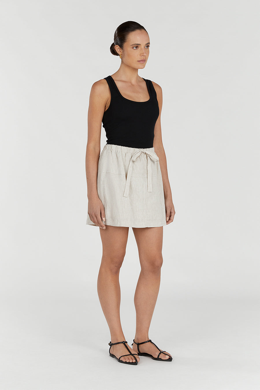 GINGER NATURAL LINEN MINI SKIRT
