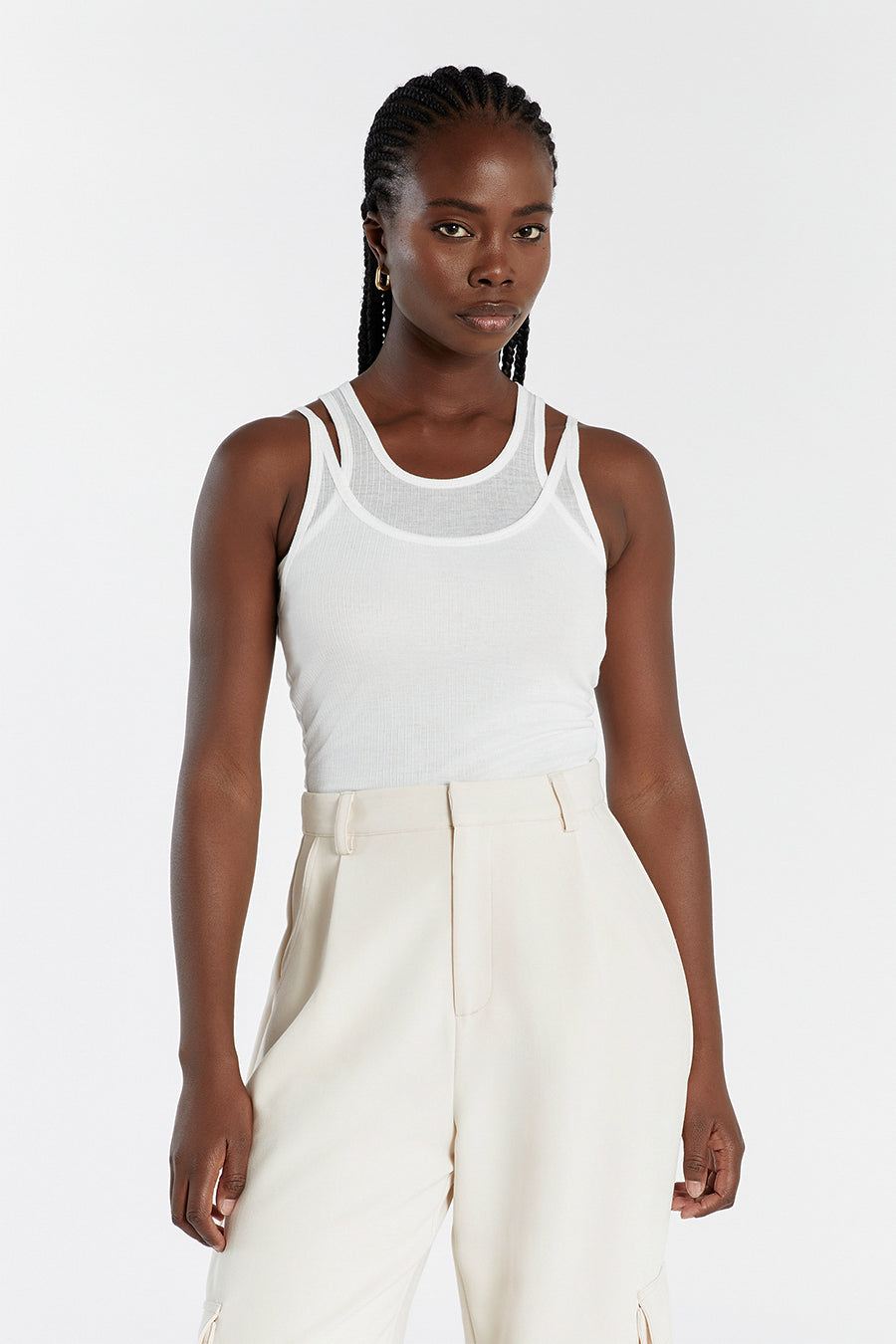 JUDE OFF WHITE SLEEVELESS LAYER TOP