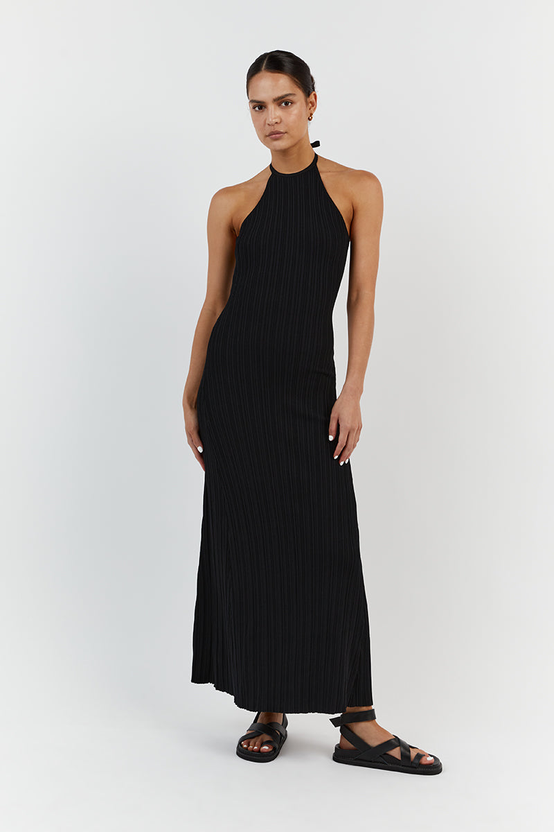 RILEY BLACK HIGH NECK KNIT DRESS