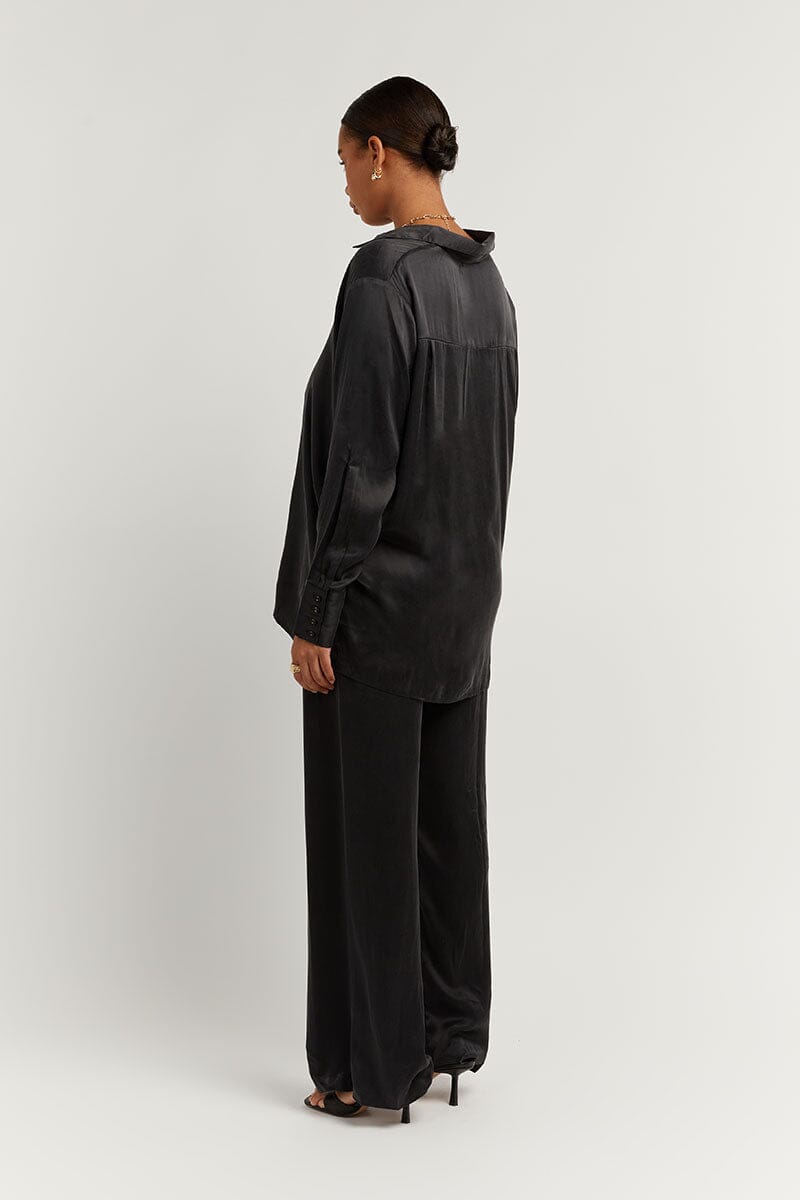 EVANS BLACK SILK SHIRT