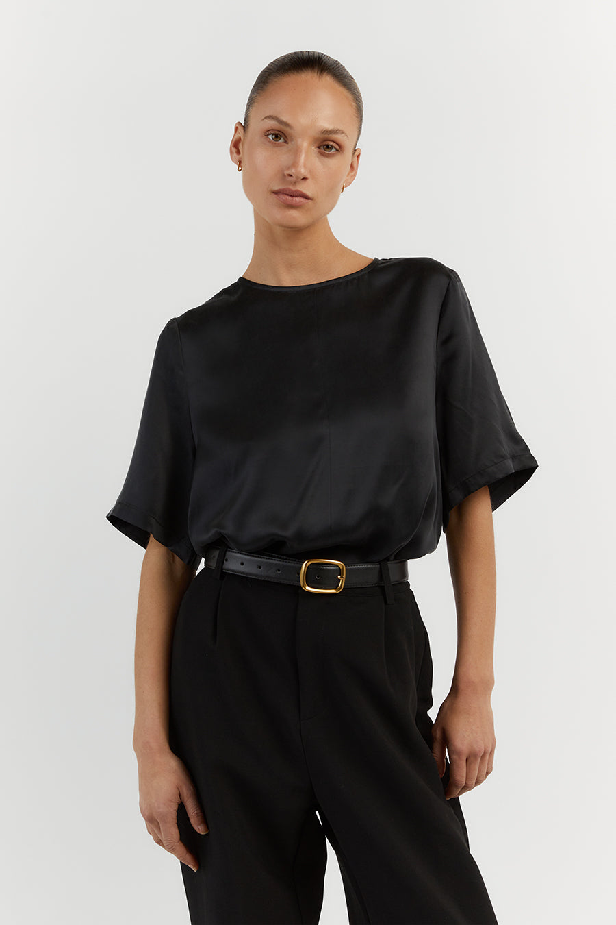 LAYLA BLACK SILK TEE