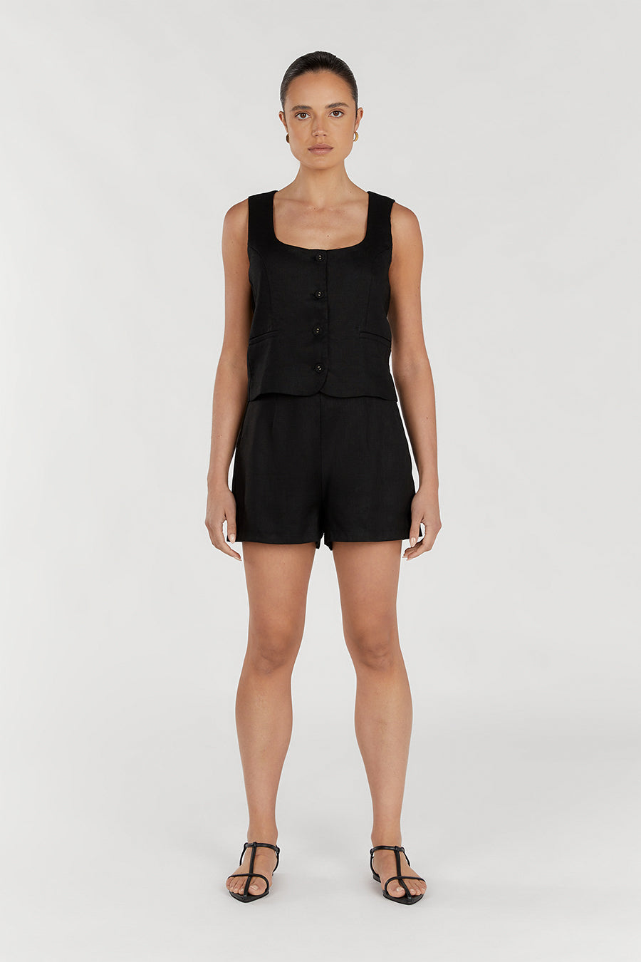 JESSIE BLACK LINEN SHORT