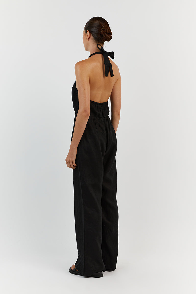 LOGAN BLACK LINEN JUMPSUIT