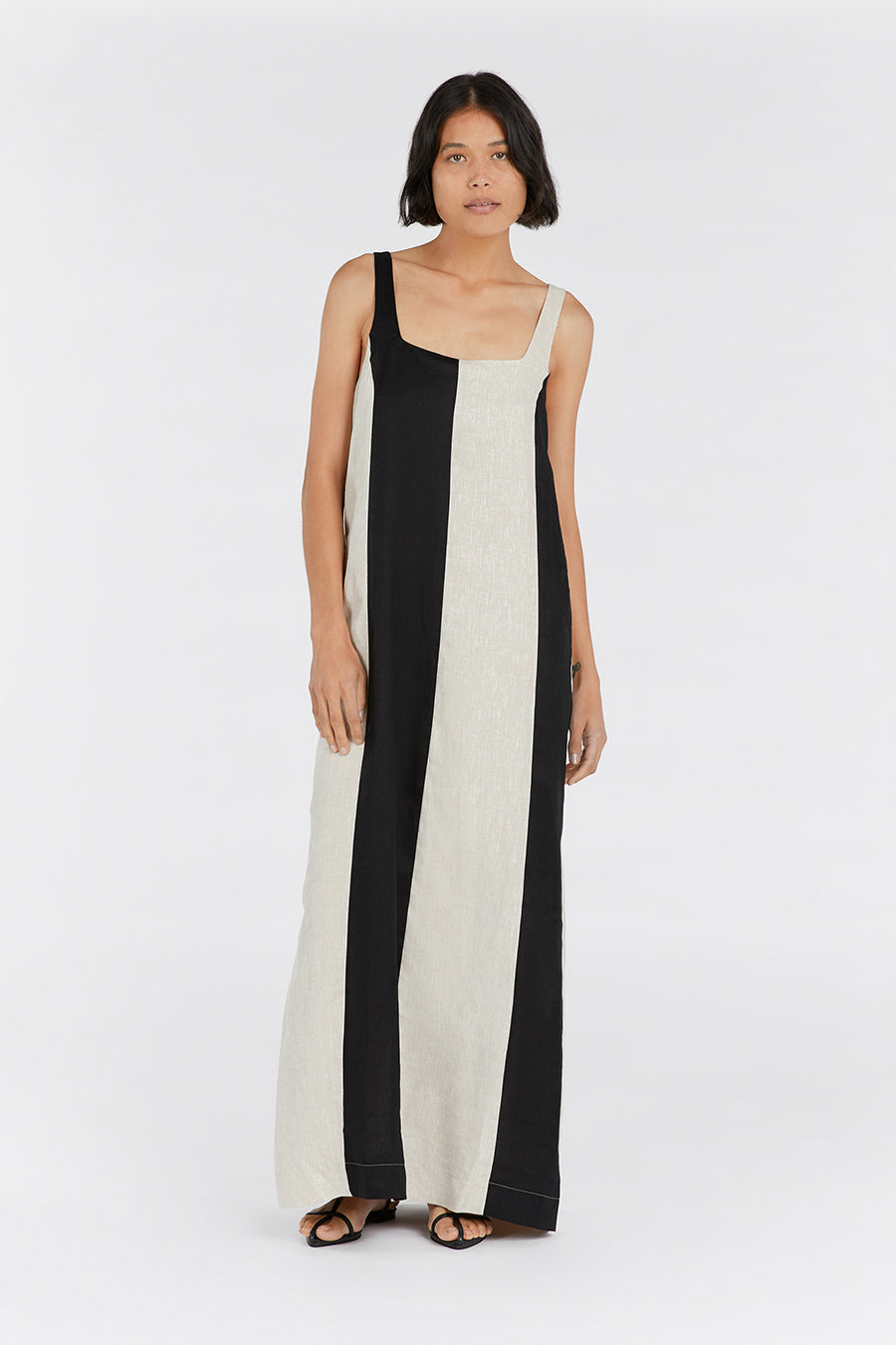 AGI NATURAL COLOUR BLOCK MAXI DRESS