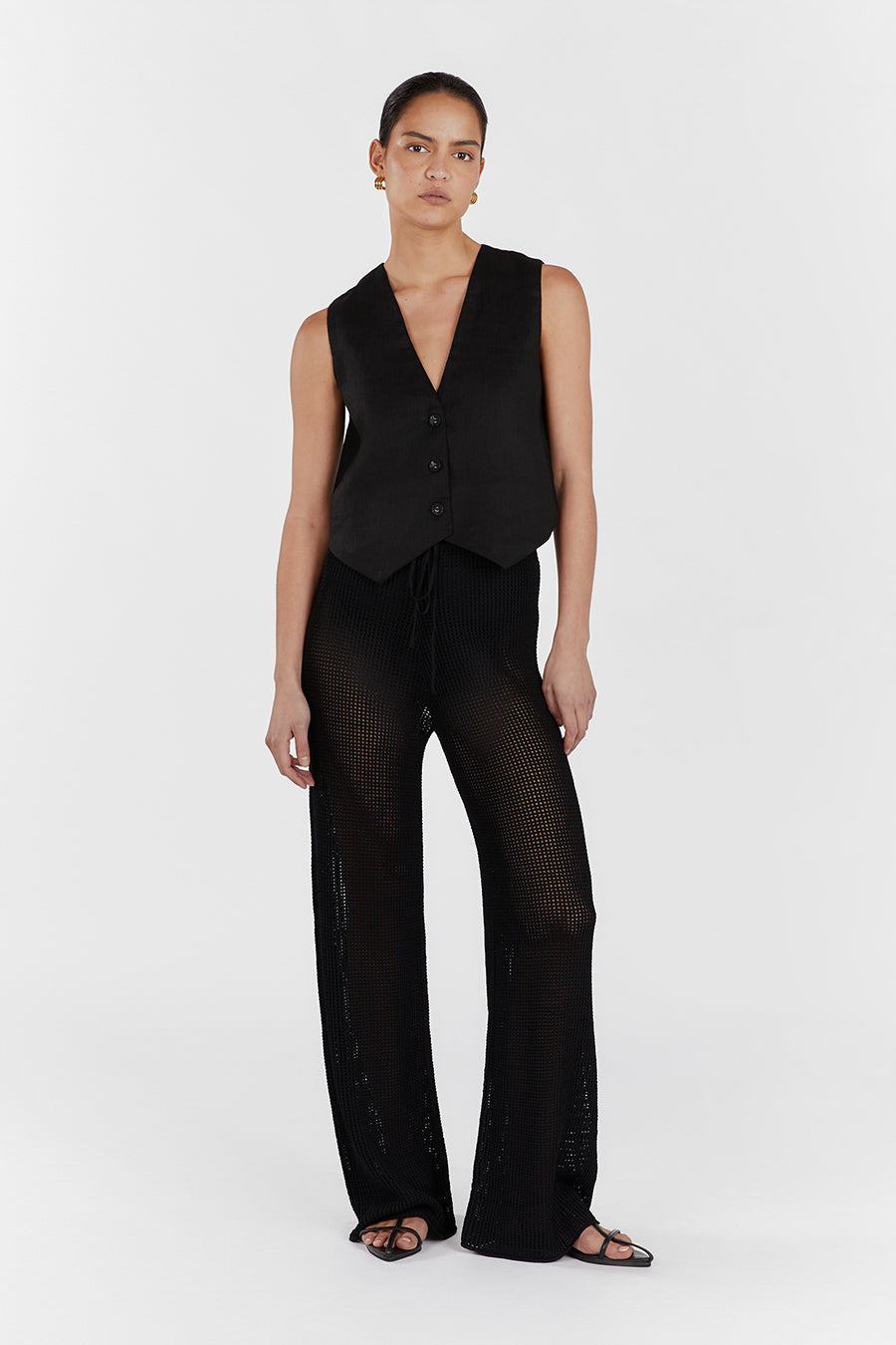 OPHELIA BLACK CROCHET PANT