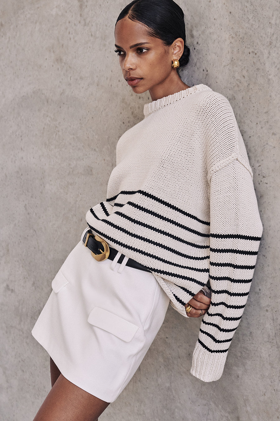 CAMILLE STONE STRIPE CROP JUMPER