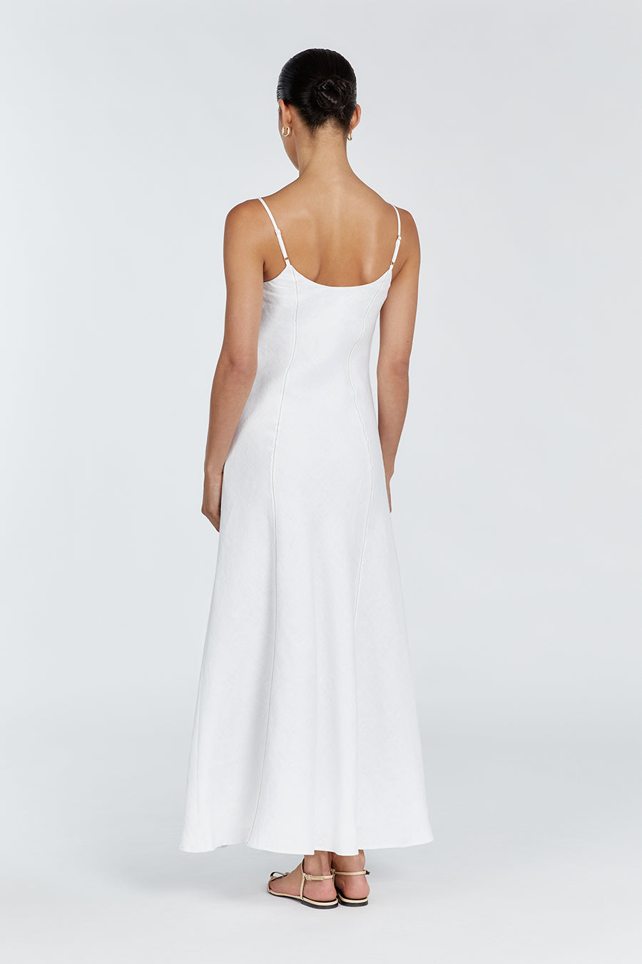 GIANA WHITE LINEN SCOOP MAXI DRESS