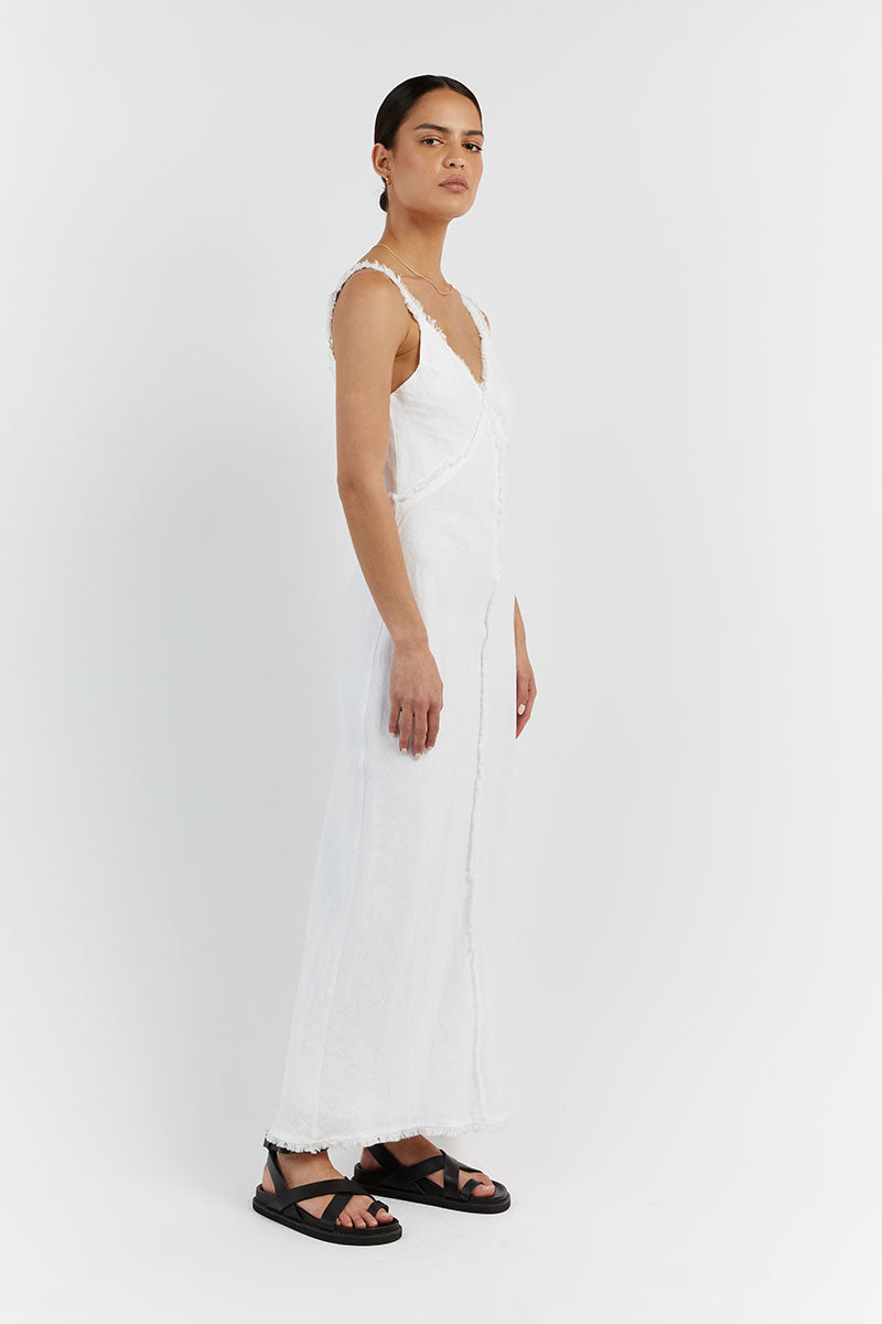 GEORGIE WHITE LINEN MIDI DRESS