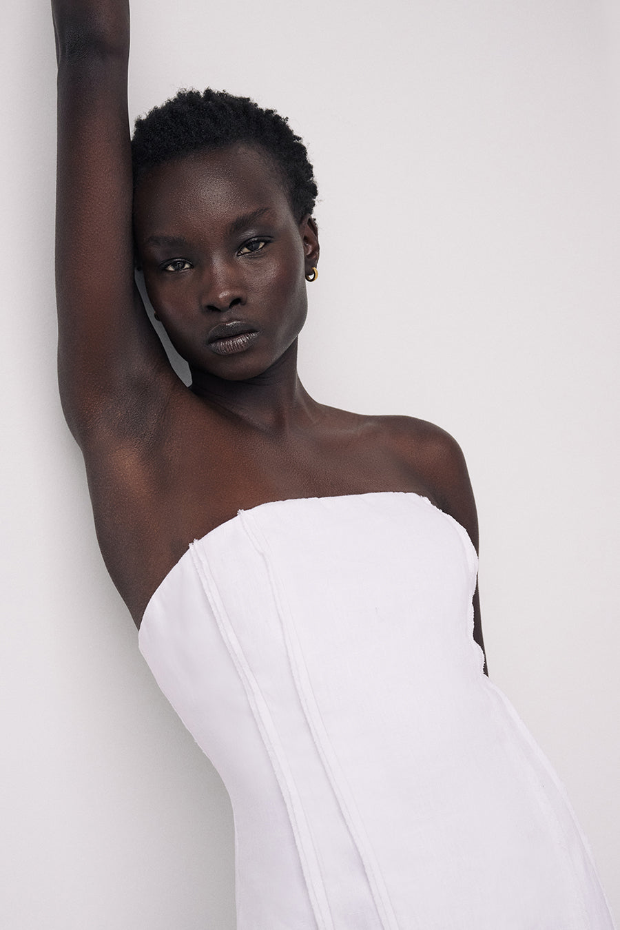 DULCE WHITE LINEN MINI DRESS