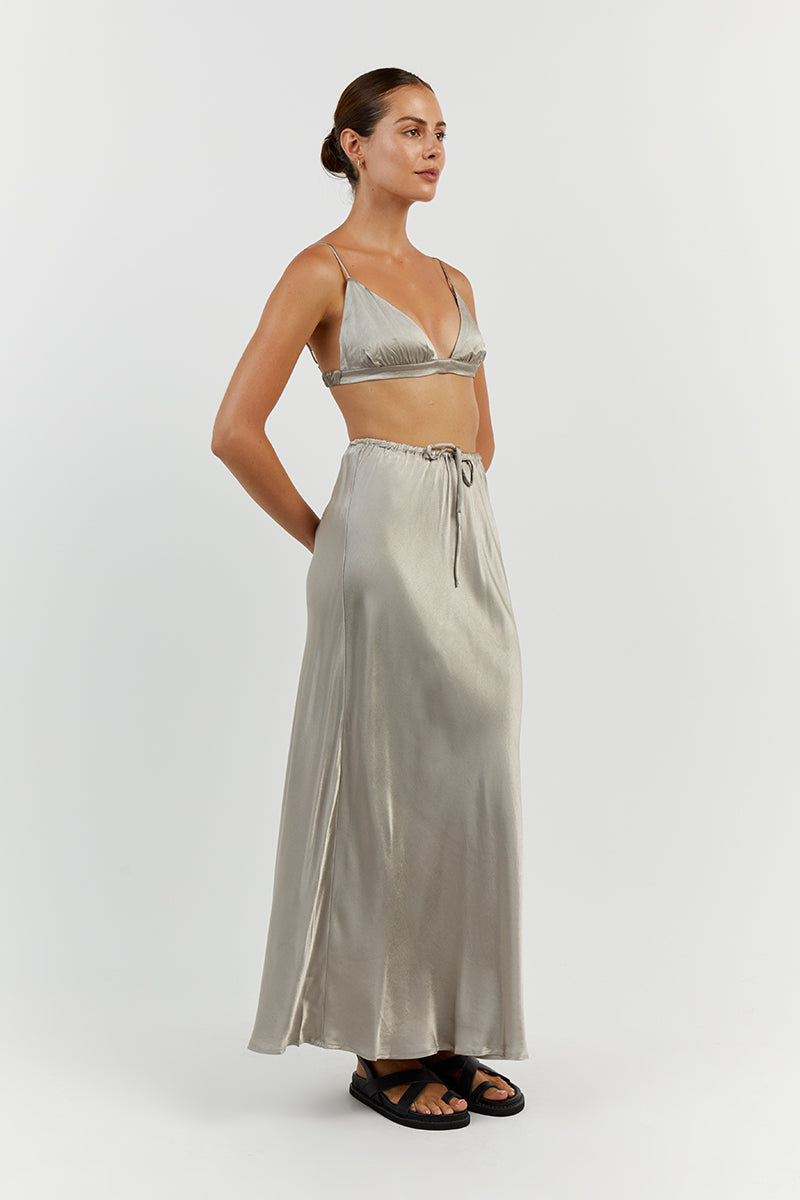 BOBBY PEWTER SATIN BRALETTE