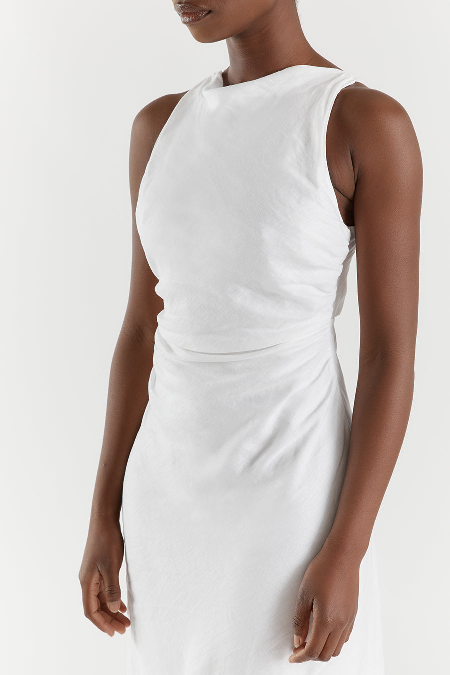 ROSE WHITE LINEN MAXI DRESS