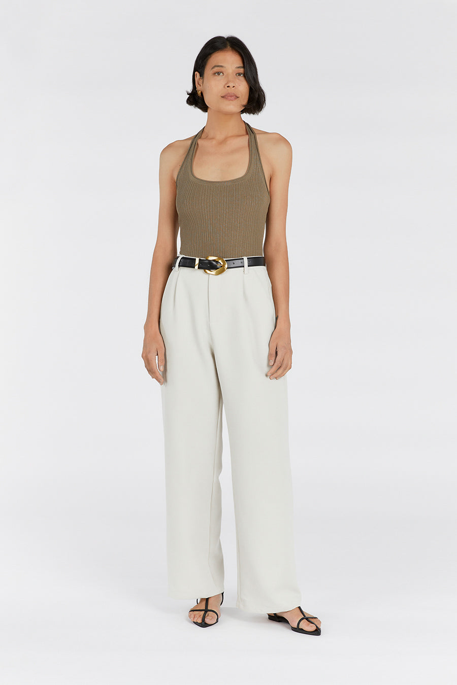 EDDISON MOSS KNIT HALTER TOP