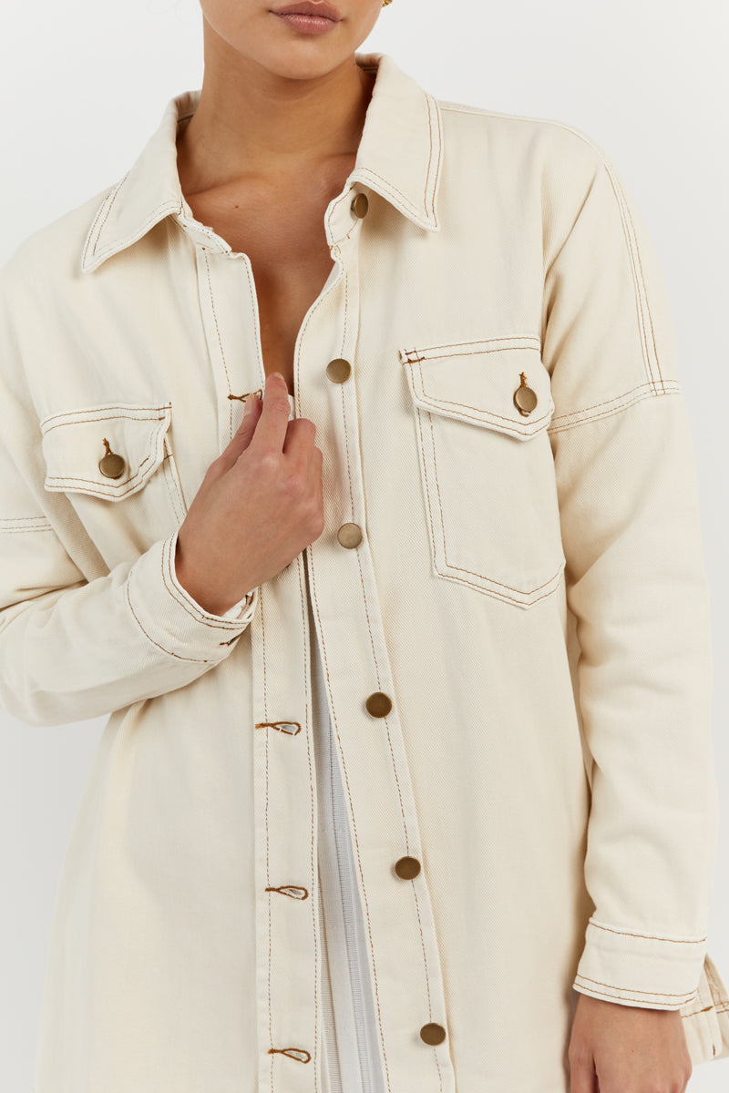 PERI CREAM DENIM SHACKET