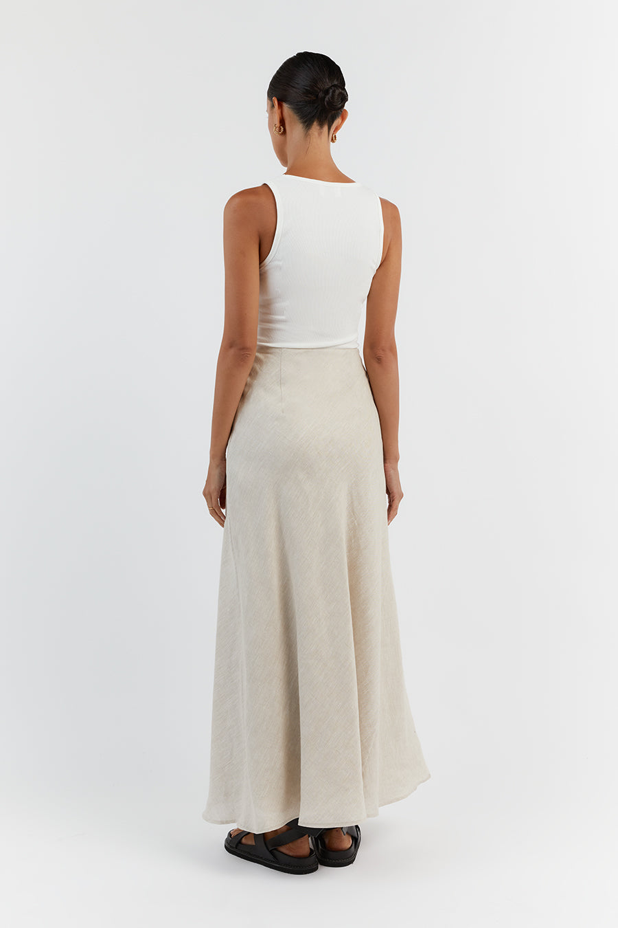 SYRAH NATURAL LINEN MIDI SKIRT