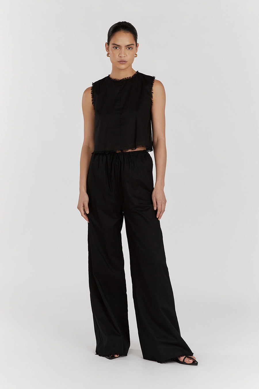 NOVA BLACK LIGHT WEIGHT LINEN TOP