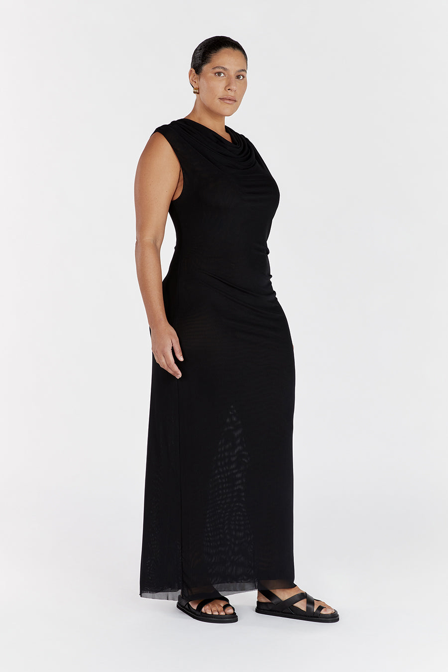 TATE BLACK MESH SLEEVELESS DRESS