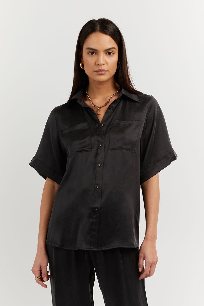 EVANS BLACK SILK VACATION SHIRT