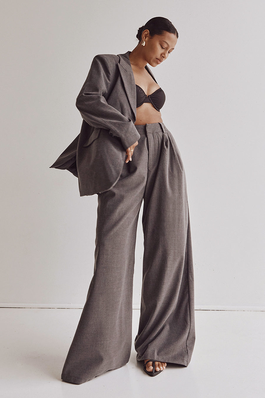 HARLEY CHARCOAL WOOL BLEND PANT
