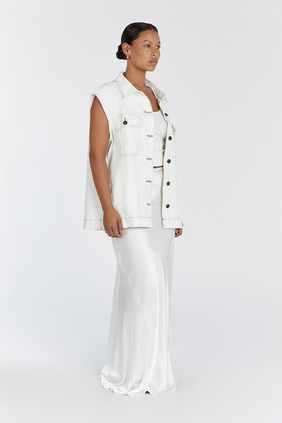 OTTO OFF WHITE OVERSIZED DENIM VEST