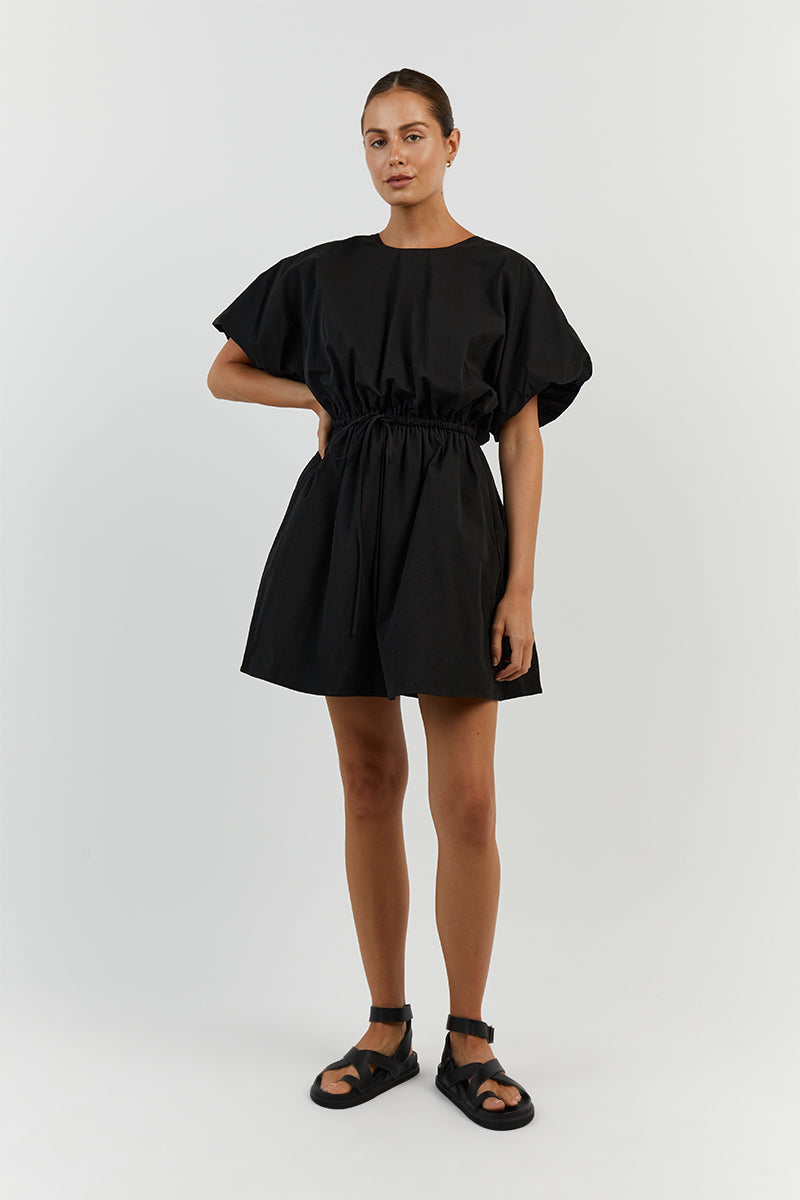 ELLA BLACK COTTON MINI DRESS