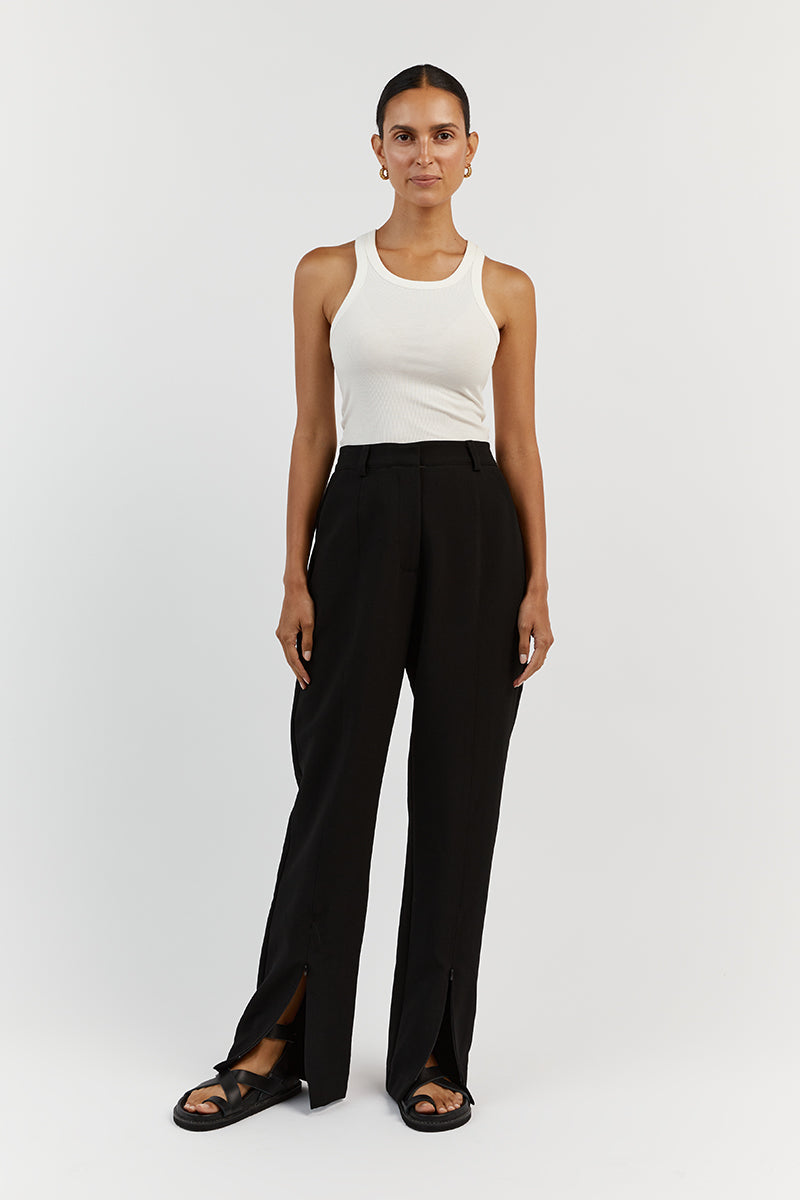 ROWAN BLACK STRAIGHT LEG SPLIT PANT