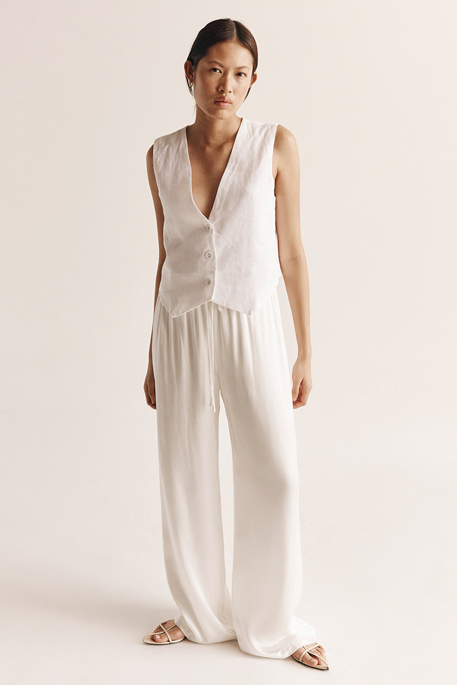MYA WHITE SATIN PANT