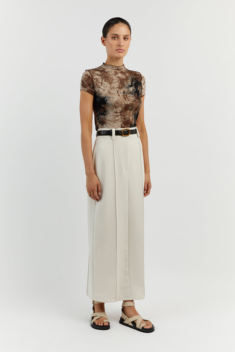 SAWYER TAUPE TIE DYE CAP SLEEVE TOP