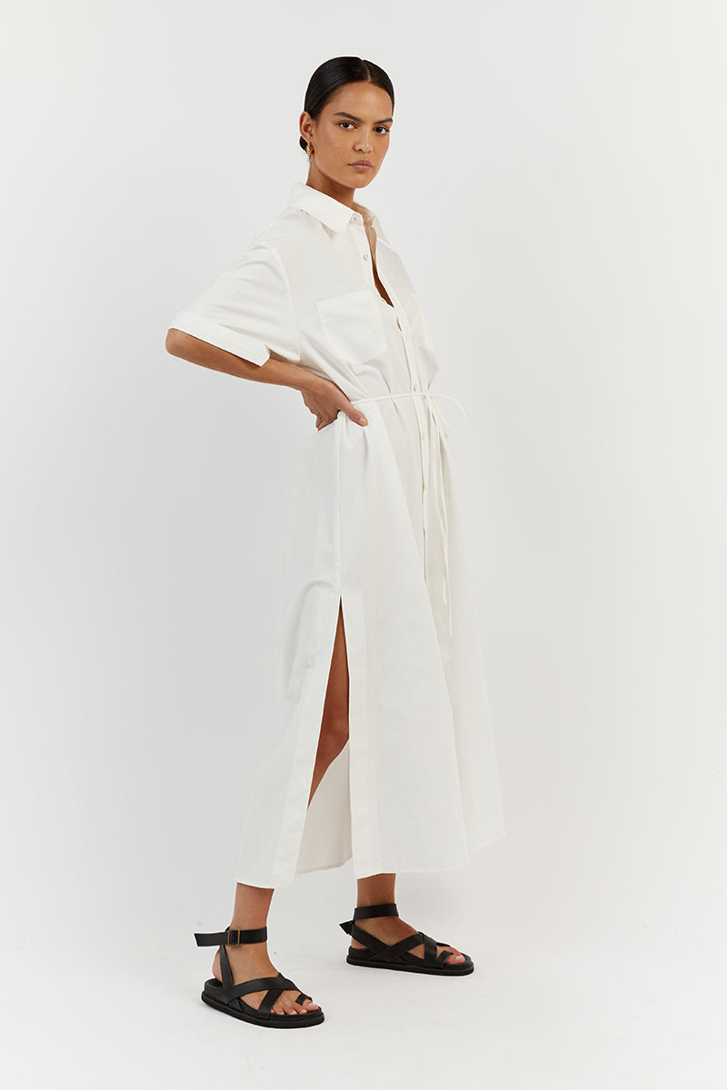 MAXIE WHITE COTTON SHIRT DRESS